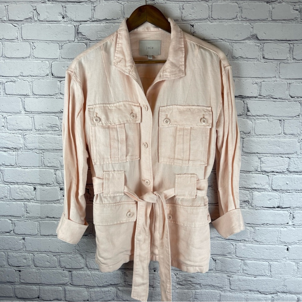 Joie Utility Jacket Women’s XS Pink Linen Blend Belted‎  Casual